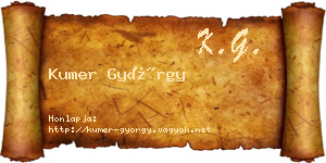 Kumer György névjegykártya